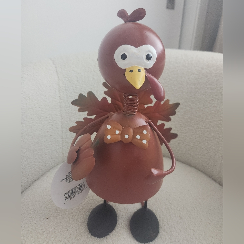 Metal Turkey Bobble Head Figurine 13 X 7 In